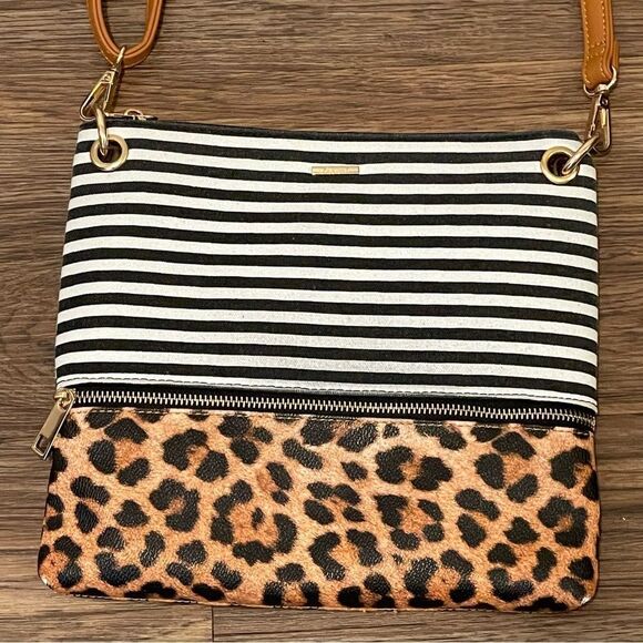 NWOT Lovevook Horizontal Stripe and Leopard Crossbody - Picture 3 of 14